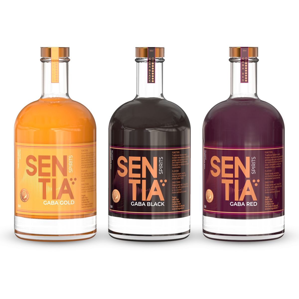 GABA Gold 50cl, GABA Black 50cl & GABA Red 50cl